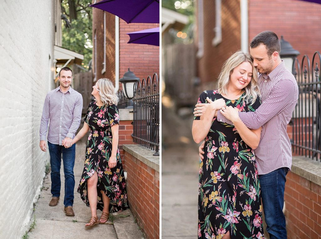 Downtown St. Charles engagement portraits with Hollyberry Studio