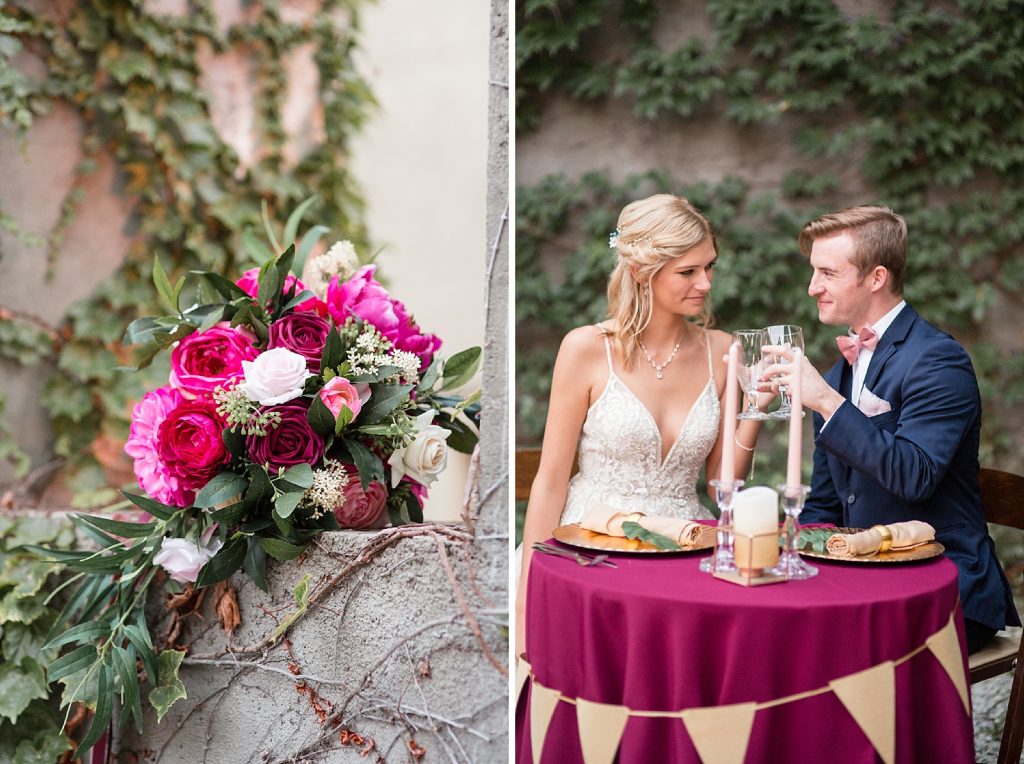 burgundy and gold wedding reception inspiration photographed by MO wedding photographer HollyBerry Studio