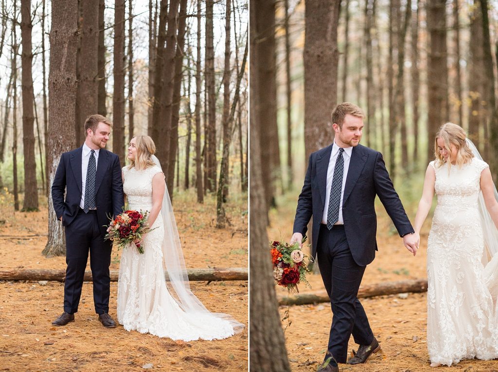 outdoor fall wedding photographed by wedding photographer Hollyberry Studio at Busch Wildlife reserve