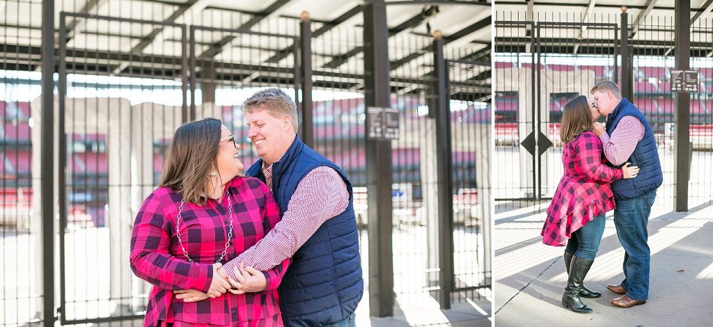 Busch Stadium engagement session with wedding photographer Hollyberry Studio
