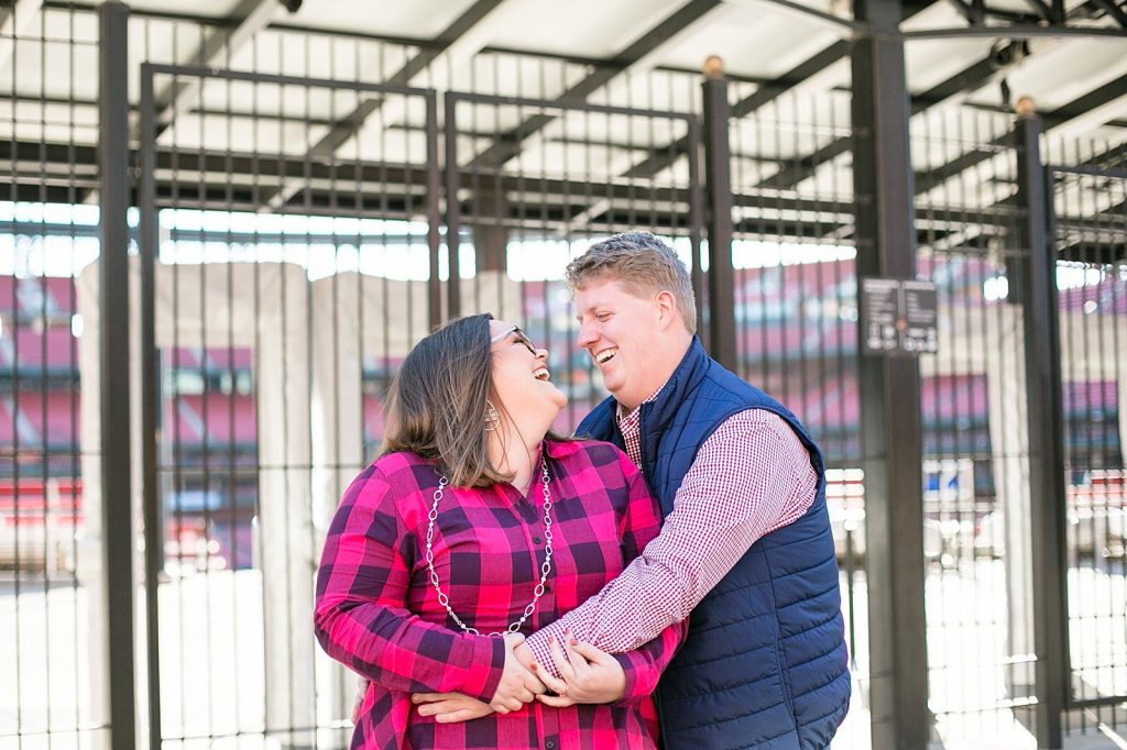 wedding photographer Hollyberry Studio captures Busch Stadium engagement session