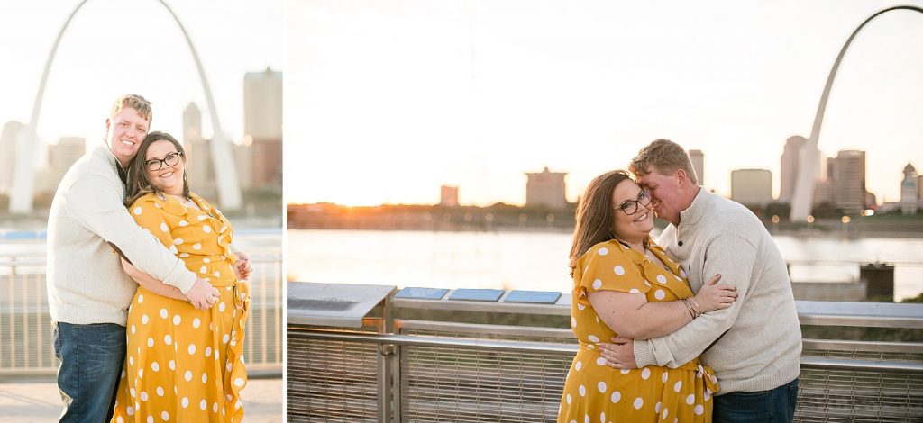 downtown St. Louis waterfront engagement session with wedding photographer Hollyberry Studio
