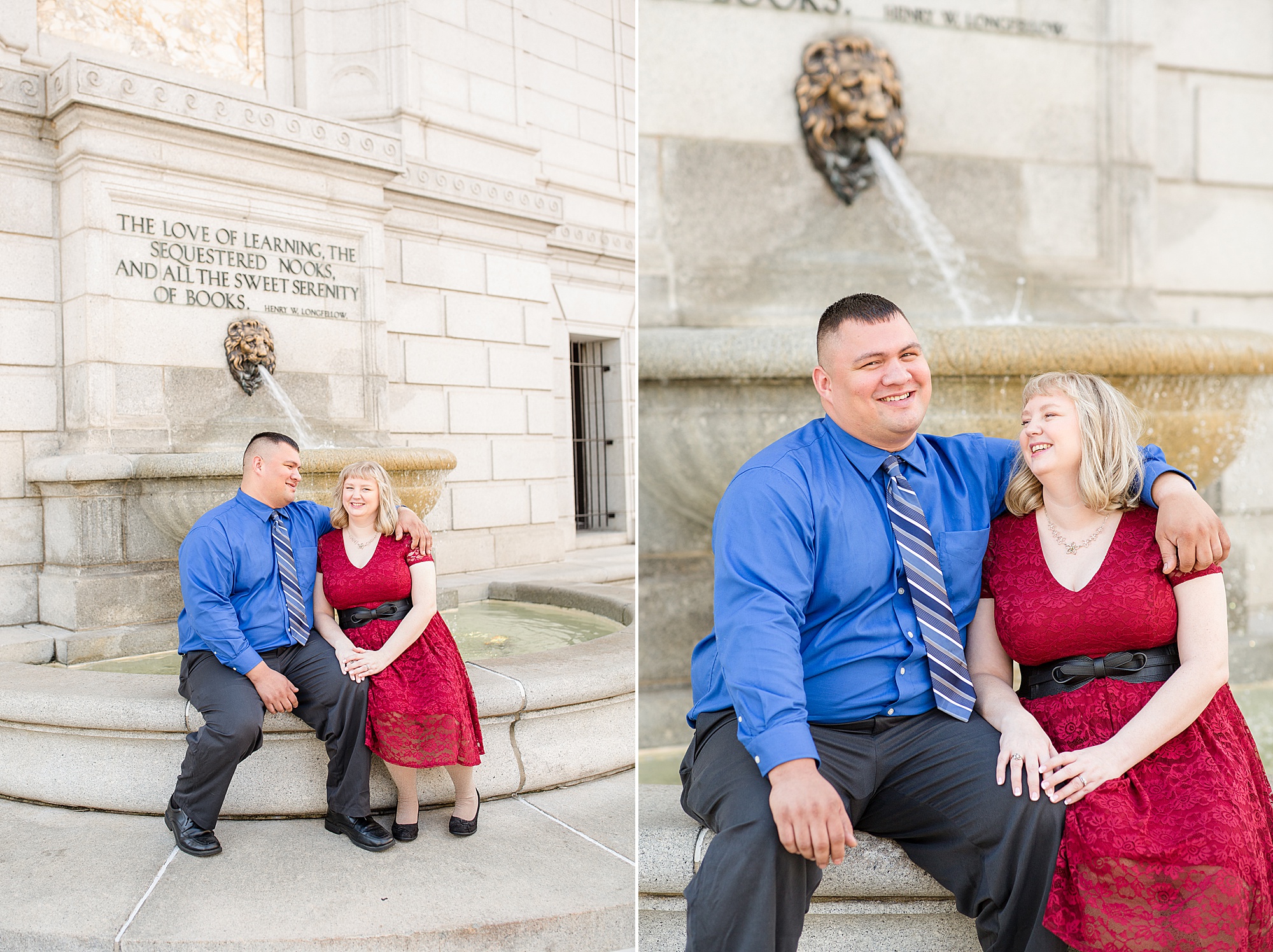 downtown St. Louis engagement portraits at Central Library