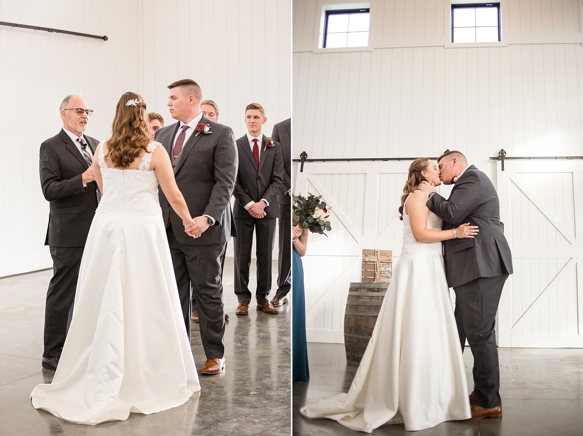 bride and groom kiss after ceremony at Redemption Ranch