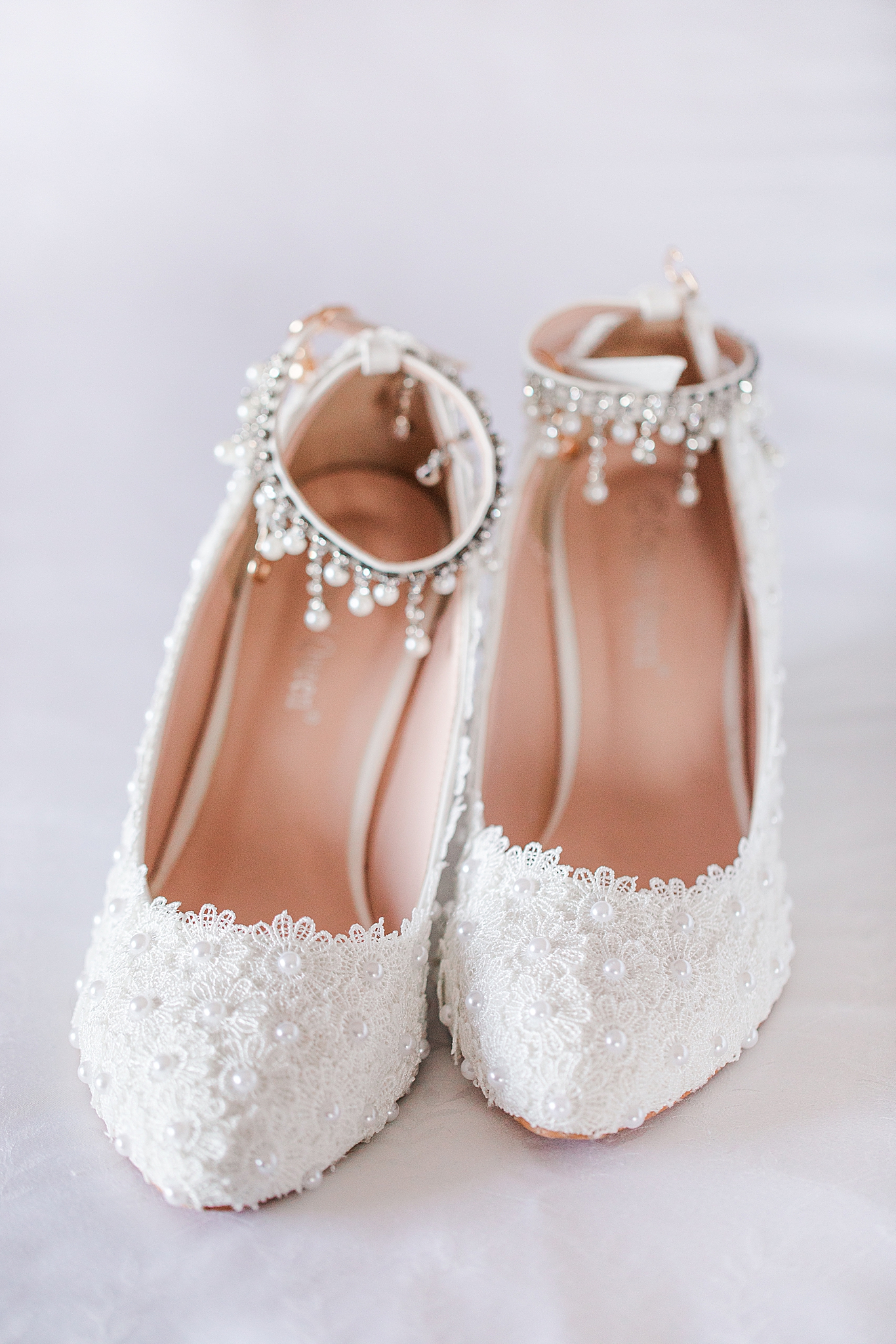 bride's white shoes for MO wedding