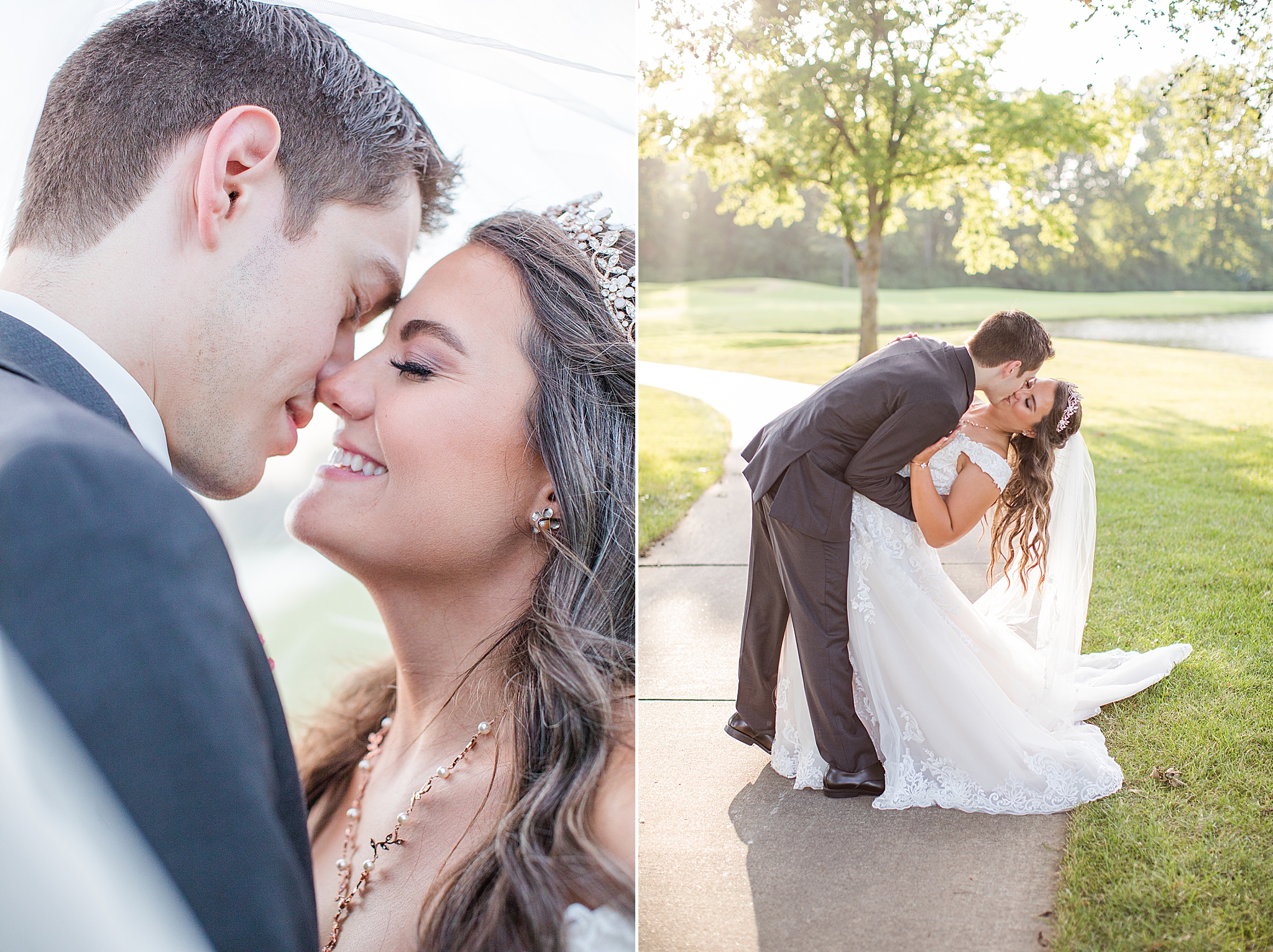 Old Hickory Golf Club wedding portraits at sunset for bride and groom